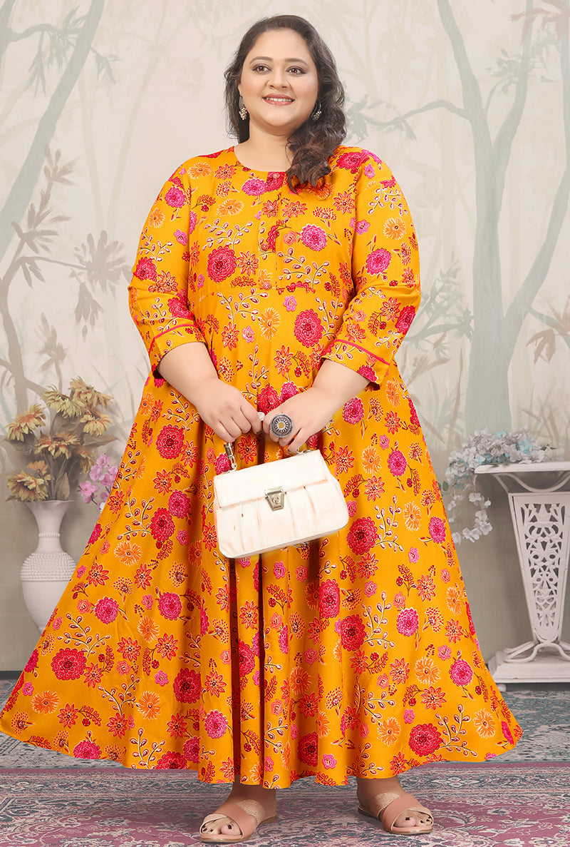 Monjolika Fashion Yellow Ceremonial Rayon Designer Kurti | Grocsy