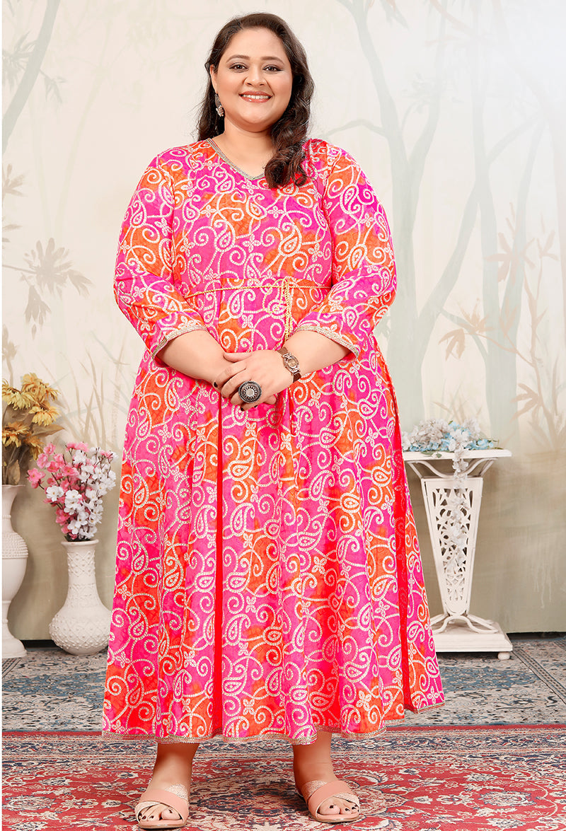 Monjolika Fashion Pink Ceremonial Rayon Designer Kurti | Grocsy