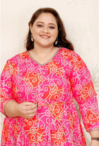 Monjolika Fashion Pink Ceremonial Rayon Designer Kurti | Grocsy