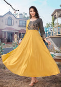 Monjolika Fashion Mustard Rayon Embroidered Designer Kurti | Grocsy