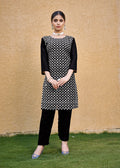 Monjolika Fashion Embroidered Georgette Straight Kurta Set In Black | Grocsy