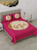 HOMETALES Pink & Beige Ethnic Motifs Cotton 104 TC King Bedsheet with 2 Pillow Covers | Grocsy
