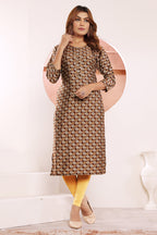 Monjolika Fashion Viscose Brown Buttons Party Wear Kurti For Party | Grocsy
