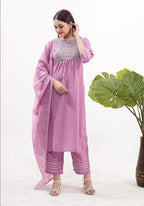 Monjolika Fashion Silk Embroidered Pink Readymade Salwar Kameez | Grocsy