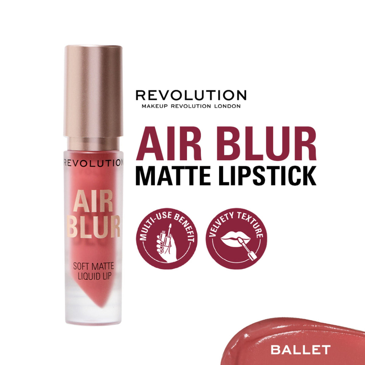 Makeup Revolution Air Blur Matte Liquid Lipstick - Ballet | Grocsy