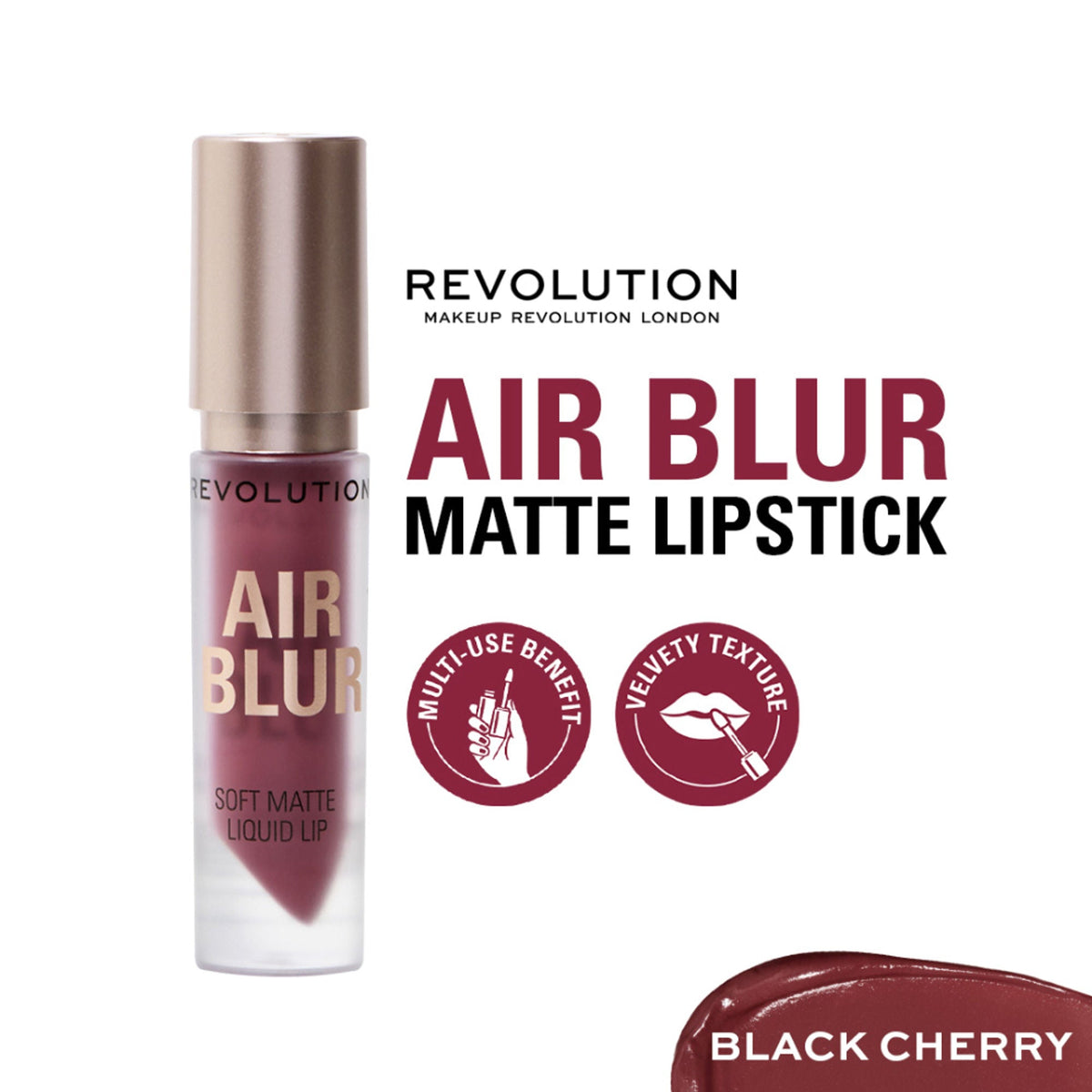Makeup Revolution Air Blur Matte Liquid Lipstick - Black Cherry | Grocsy