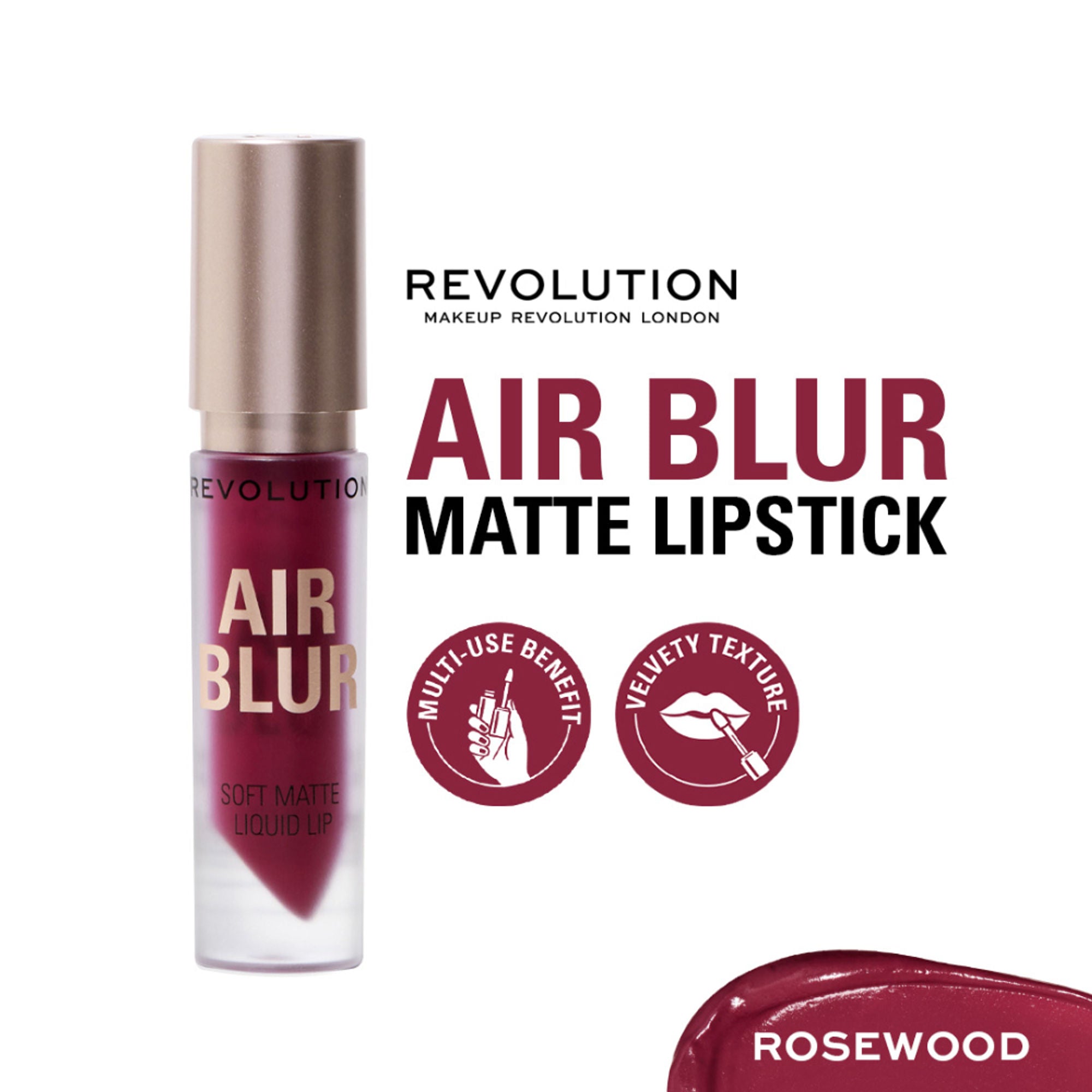 Makeup Revolution Air Blur Matte Liquid Lipstick - Rosewood | Grocsy