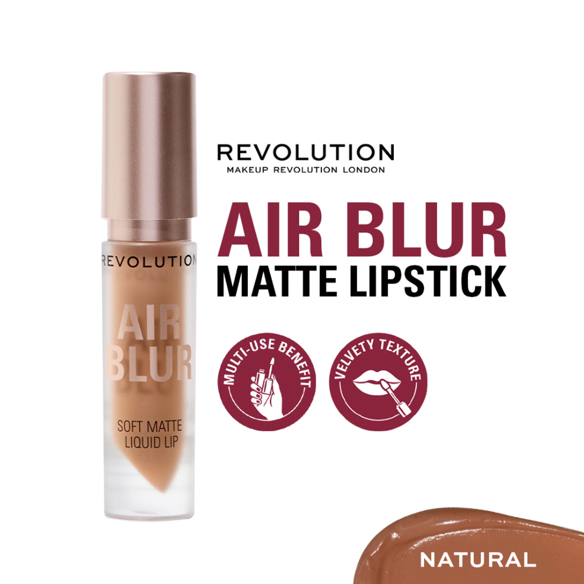 Makeup Revolution Air Blur Matte Liquid Lipstick - Natural | Grocsy