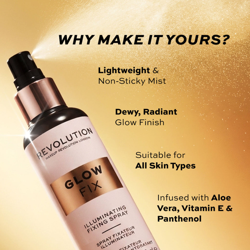 Makeup Revolution Glow fix Illuminating Fixing Spray | Grocsy