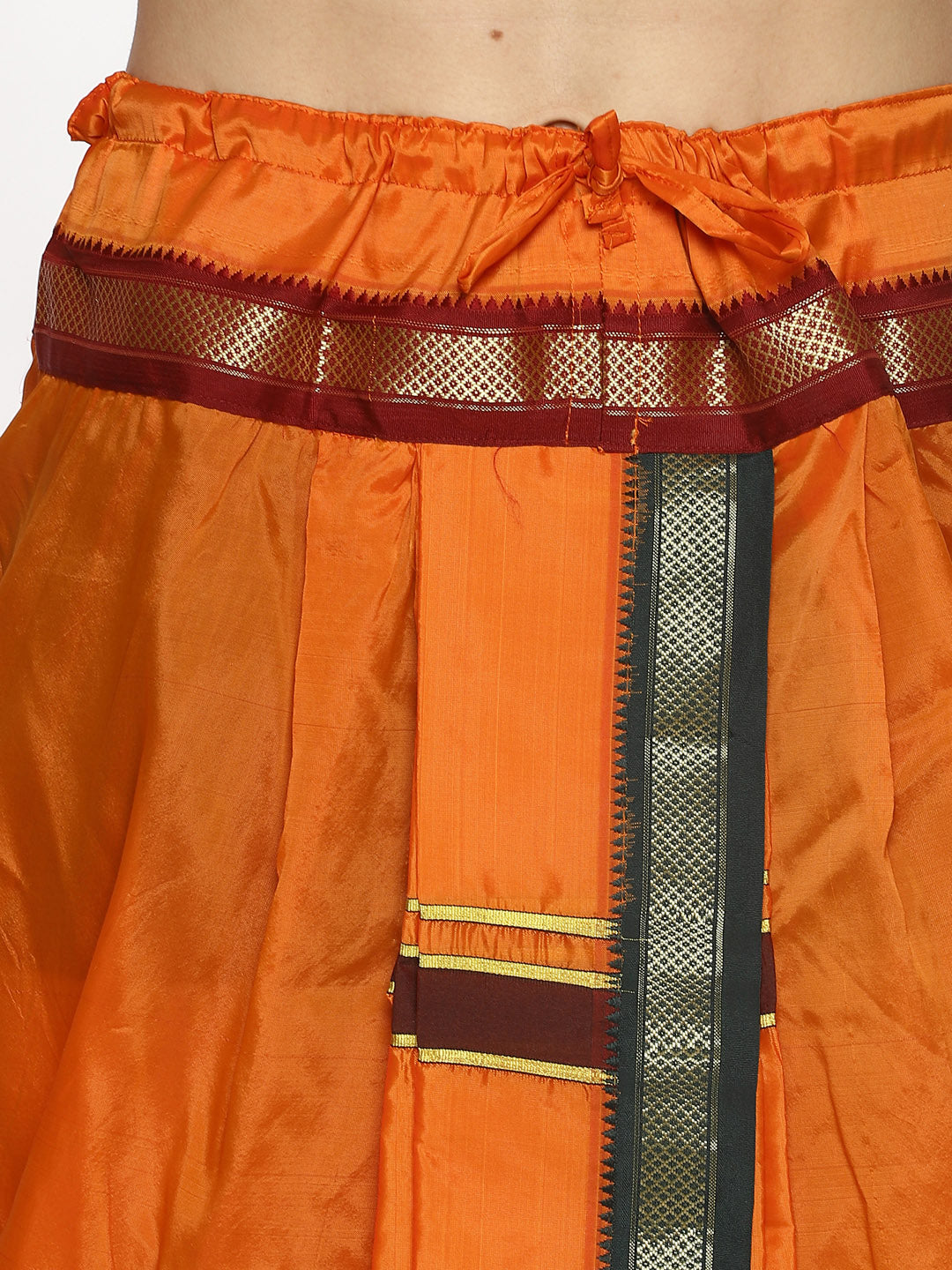 Sethukrishna Men Orange Solid Readymade Dhoti Pants With Angavastram | Grocsy