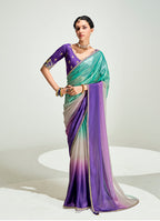 Monjolika Fashion Multi Colour Organza Tissue Sequins Embroidery Handwork Wedding Wear Saree | Grocsy