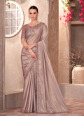 Monjolika Fashion Beige Color Embroidery Work Shimmer Silk Party Wear Saree | Grocsy