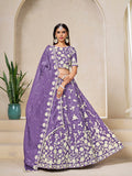 Monjolika Fashion Light Purple Embroidered Crush Organza Lehenga Choli | Grocsy