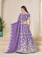 Monjolika Fashion Light Purple Embroidered Crush Organza Lehenga Choli | Grocsy