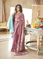 Monjolika Fashion Magenta Fancy Foil Print Work Georgette Classic Saree | Grocsy