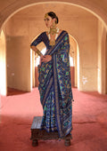 Monjolika Fashion Navy Blue Silk Patola Design Saree for Festival | Grocsy