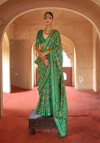 Monjolika Fashion Green Silk Patola Design Saree for Festival | Grocsy