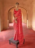 Monjolika Fashion Red Silk Patola Design Saree for Festival | Grocsy