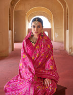 Monjolika Fashion Rani Pink Silk Patola Design Saree for Festival | Grocsy