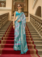 Monjolika Fashion Multi Color Satin Weaving Print Classic Saree | Grocsy
