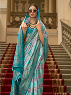Monjolika Fashion Multi Color Satin Weaving Print Classic Saree | Grocsy