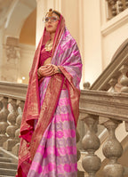 Monjolika Fashion Multi Color Satin Weaving Print Classic Saree | Grocsy
