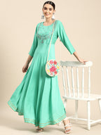 Sangria Women Ethnic Motifs Embroidered Anarkali Kurta | Grocsy