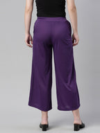 Souchii Violet Solid Wide Leg Palazzo | Grocsy