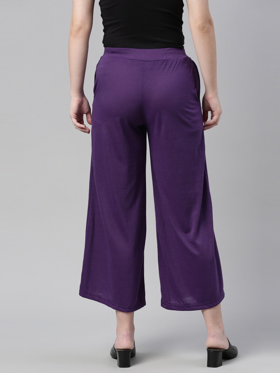 Souchii Violet Solid Wide Leg Palazzo | Grocsy