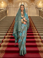 Monjolika Fashion Multi Color Satin Weaving Print Classic Saree | Grocsy