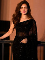 Sangria Elegant Black Sequinned Embellished Saree | Grocsy