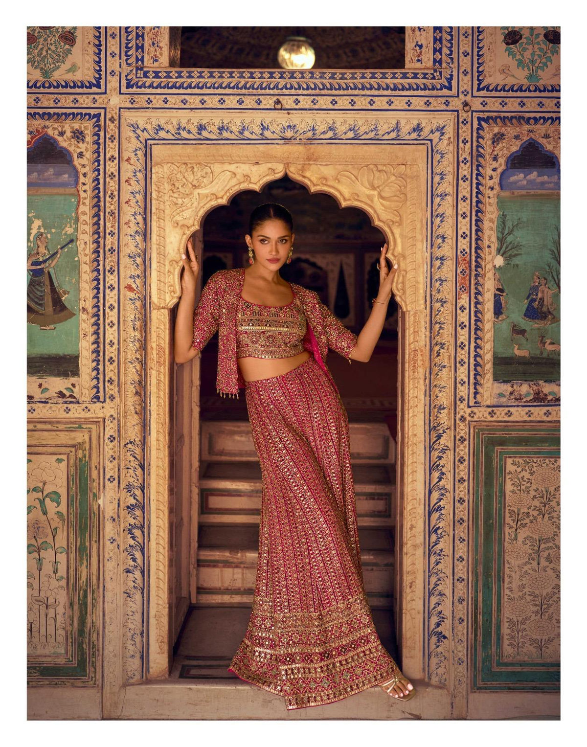 Anaita Magenta Georgette Stitched 3 Piece Set With Embroidery Zarkan Work | Grocsy