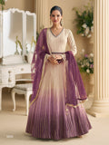 Anaita Cream Georgette Stitched Anarkali Suit with Embroidery & Sequence Work | Grocsy