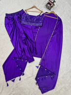 Prazu Fashion Violet Satin Silk Thread Sequence Western Dhoti With Strug | Grocsy