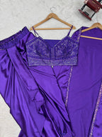 Prazu Fashion Violet Satin Silk Thread Sequence Western Dhoti With Strug | Grocsy