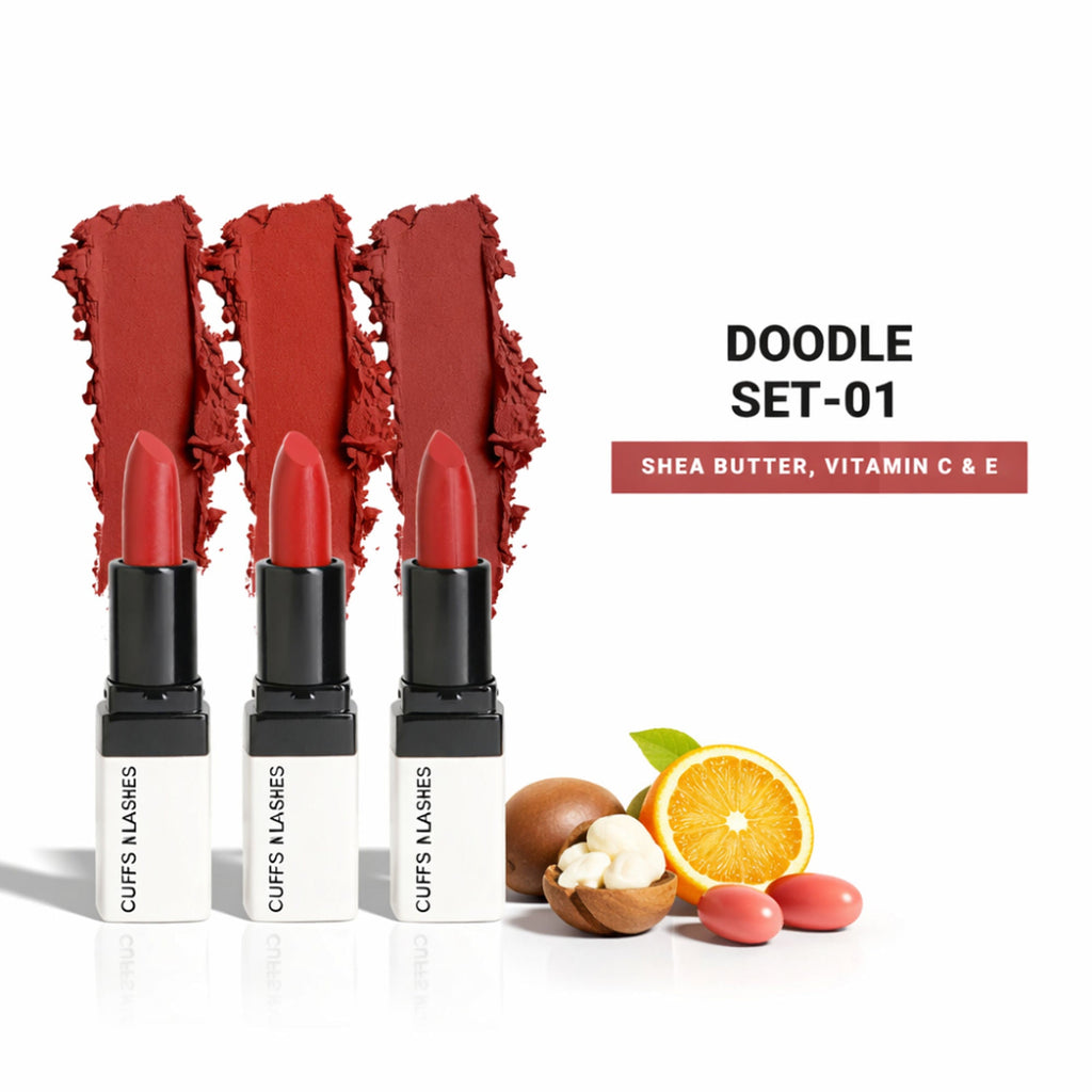 CUFFS N LASHES Doodle Lipstick Set - Set 01 | Grocsy