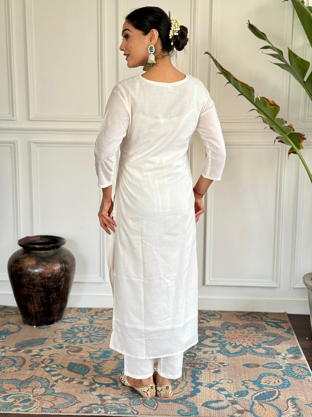 The52 Embroidered Viscose blend Fabric Straight Kurta, Pant and Dupatta Set | Grocsy