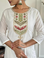 The52 Embroidered Viscose blend Fabric Straight Kurta, Pant and Dupatta Set | Grocsy