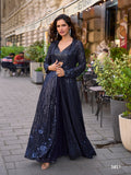 Anaita Grey Georgette Stitched Shrug Suit With Embroidered Sequins Work | Grocsy