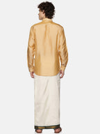 Sethukrishna Men Cream Solid Double Layer Readymade Veshti With Pocket | Grocsy