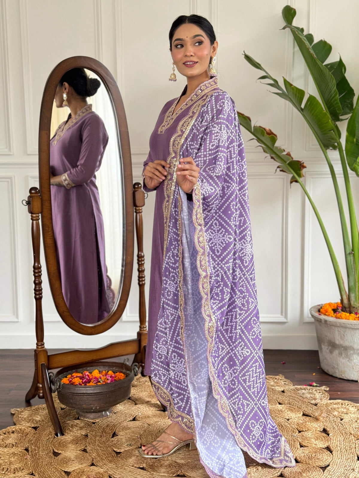 The52 Viscose Silk Fabric work Straight cut Kurta, Pant and Dupatta Set | Grocsy