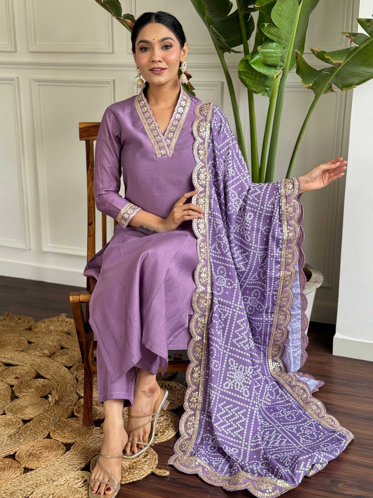 The52 Viscose Silk Fabric work Straight cut Kurta, Pant and Dupatta Set | Grocsy