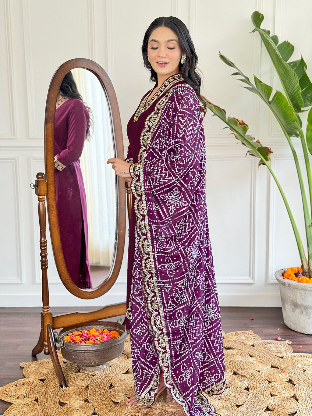 The52 Viscose Silk Fabric work Straight cut Kurta, Pant and Dupatta Set | Grocsy