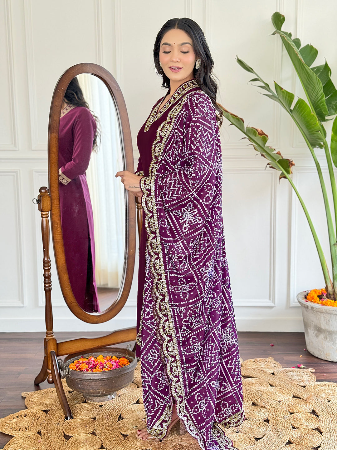 The52 Viscose Silk Fabric work Straight cut Kurta, Pant and Dupatta Set | Grocsy