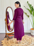 The52 Viscose Silk Fabric work Straight cut Kurta, Pant and Dupatta Set | Grocsy
