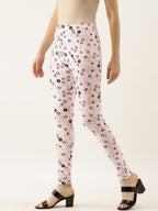 Souchii White & Pink Printed Ankle-Length Leggings | Grocsy