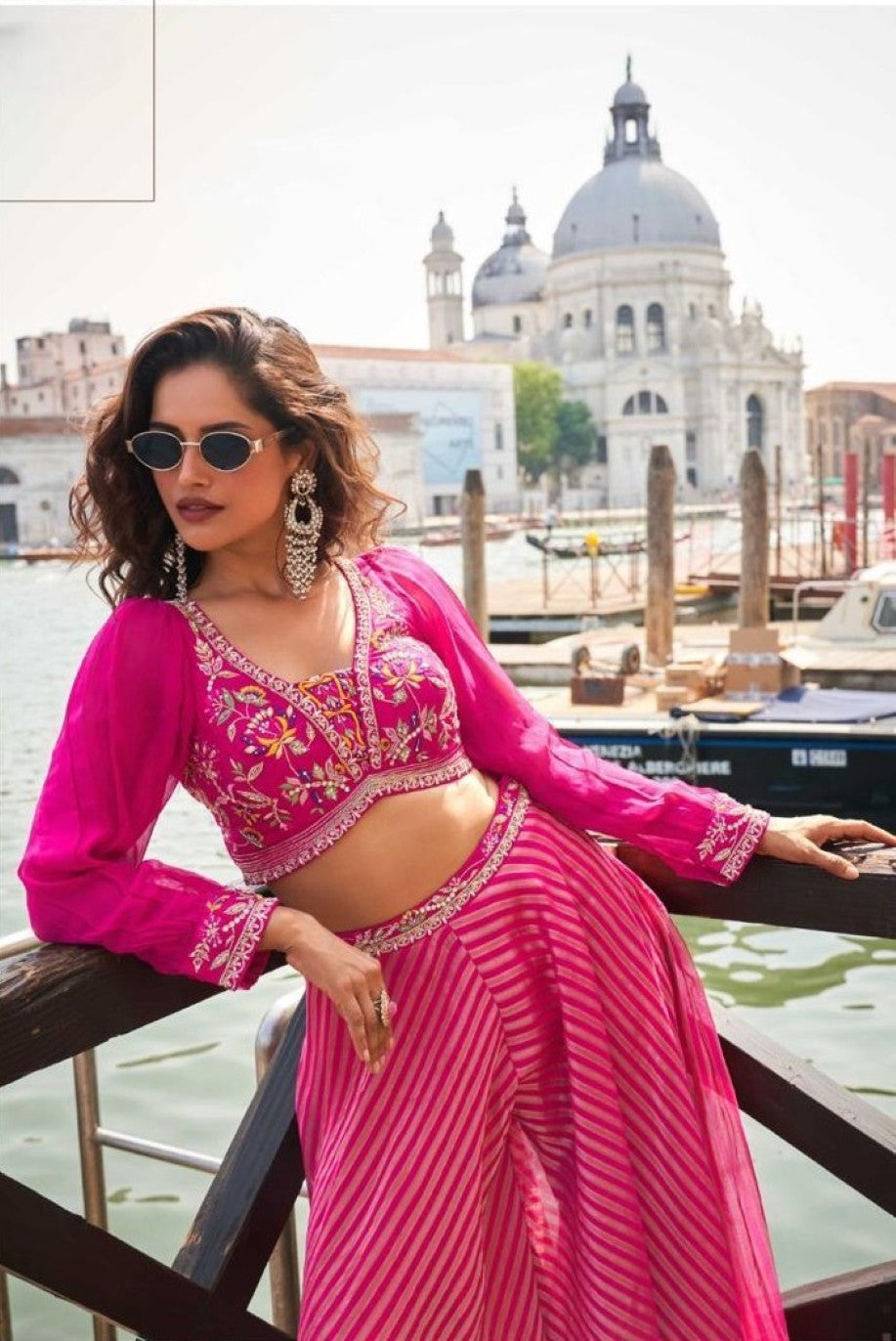 Anaita Pink Silk Stitched Suit With Embroidery Work | Grocsy