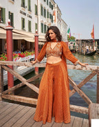 Anaita Orange Silk Stitched Suit With Embroidery Work | Grocsy
