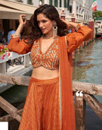 Anaita Orange Silk Stitched Suit With Embroidery Work | Grocsy