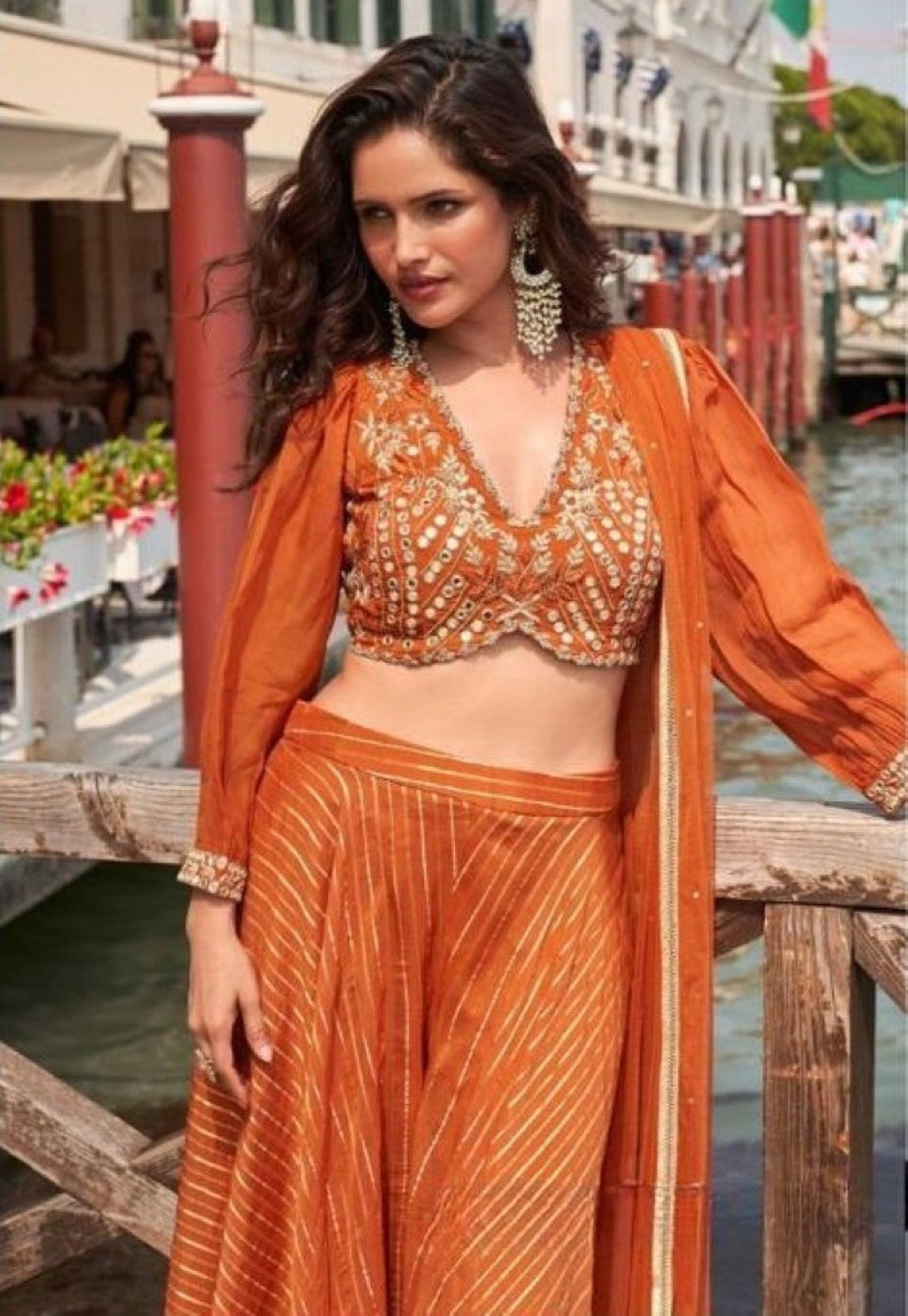 Anaita Orange Silk Stitched Suit With Embroidery Work | Grocsy